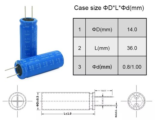 Radial-Supercapacitor Solarbatterie 2.7v, 500f Solarzelle Supercapacitor